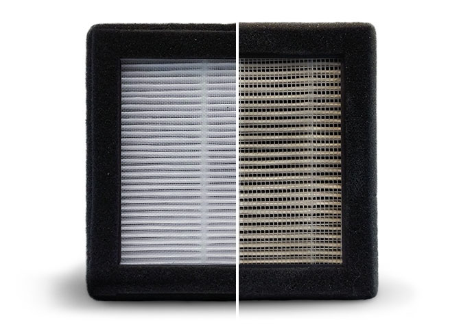 Filtre P3D avant et après 200 h d'utilisation