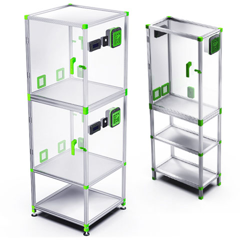 caisson double et étagères